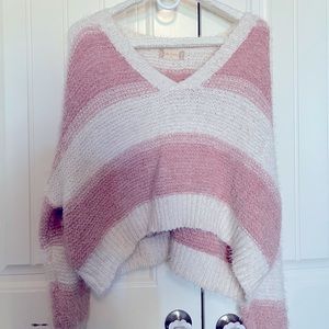 Pink and white striped sweater